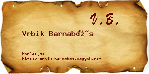 Vrbik Barnabás névjegykártya